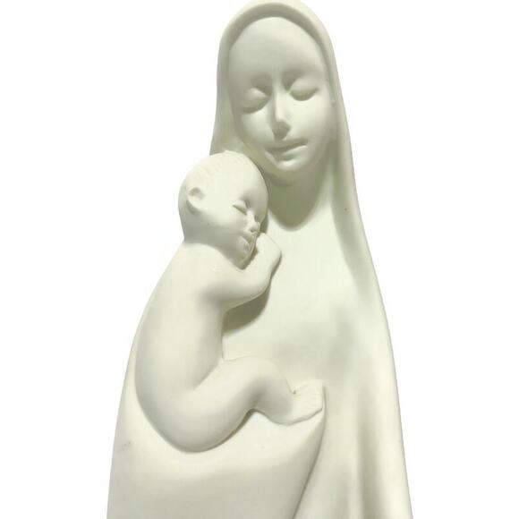 Our Lady With Child Francesco Pinton Porcelain Statue Signed by Artist 16.5 Inch - Picture 13 of 13